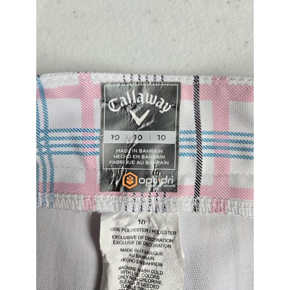 Callaway Women's 10 Pastel Blue Pink White Plaid Moisture Wicking Golf Shorts - Picture 2 of 16